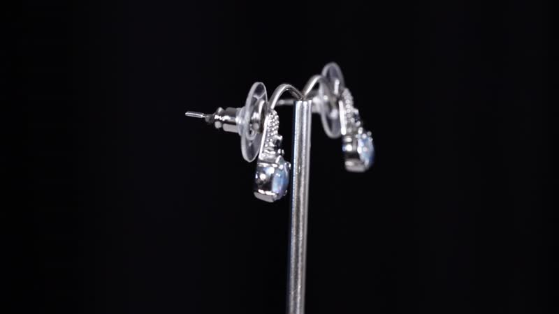 Boulder Opal Triplet and Midnight Sapphire 0.80 ctw Earrings in Stainless Steel