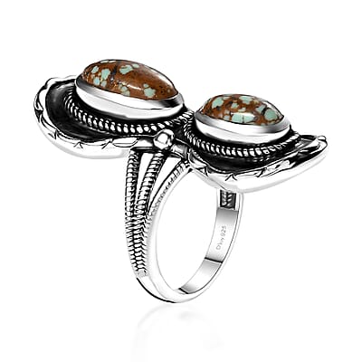 Artisan Crafted Blue Horizon Turquoise 2.65 ctw Horseshoe Ring in Sterling Silver (Size 10.0)