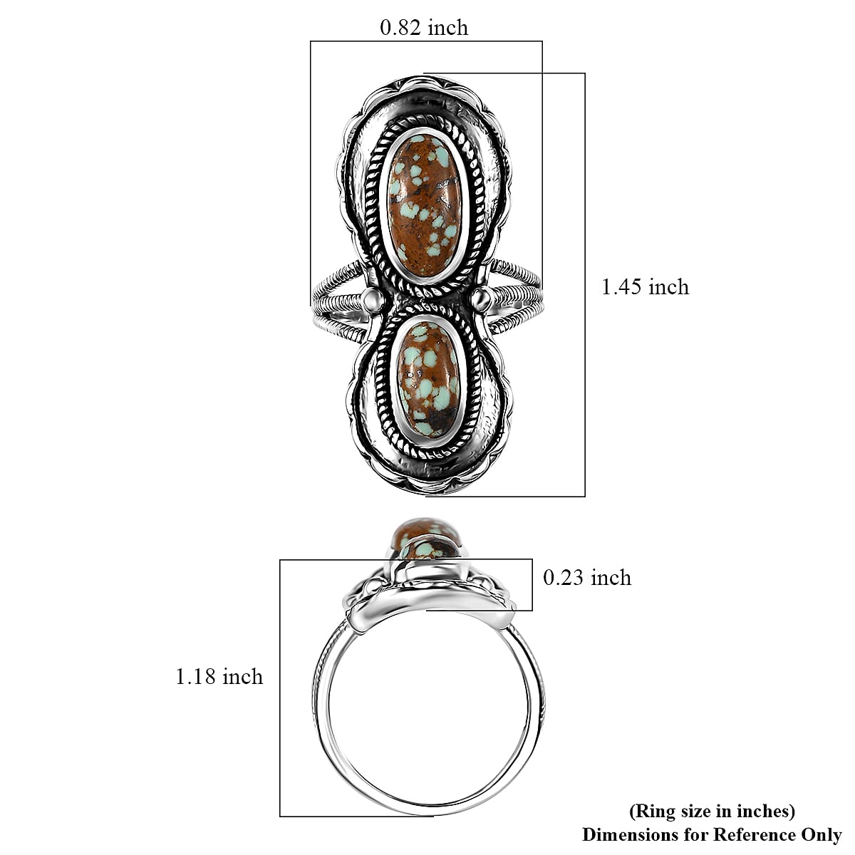 Artisan Crafted Blue Horizon Turquoise 2.65 ctw Horseshoe Ring in Sterling Silver (Size 9.0) image number 5