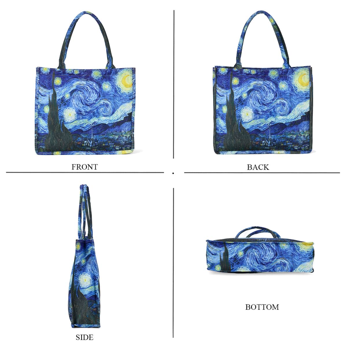 2-piece Set Van Gogh Starry Night Painted Tote Bag and Cellphone Bag image number 3