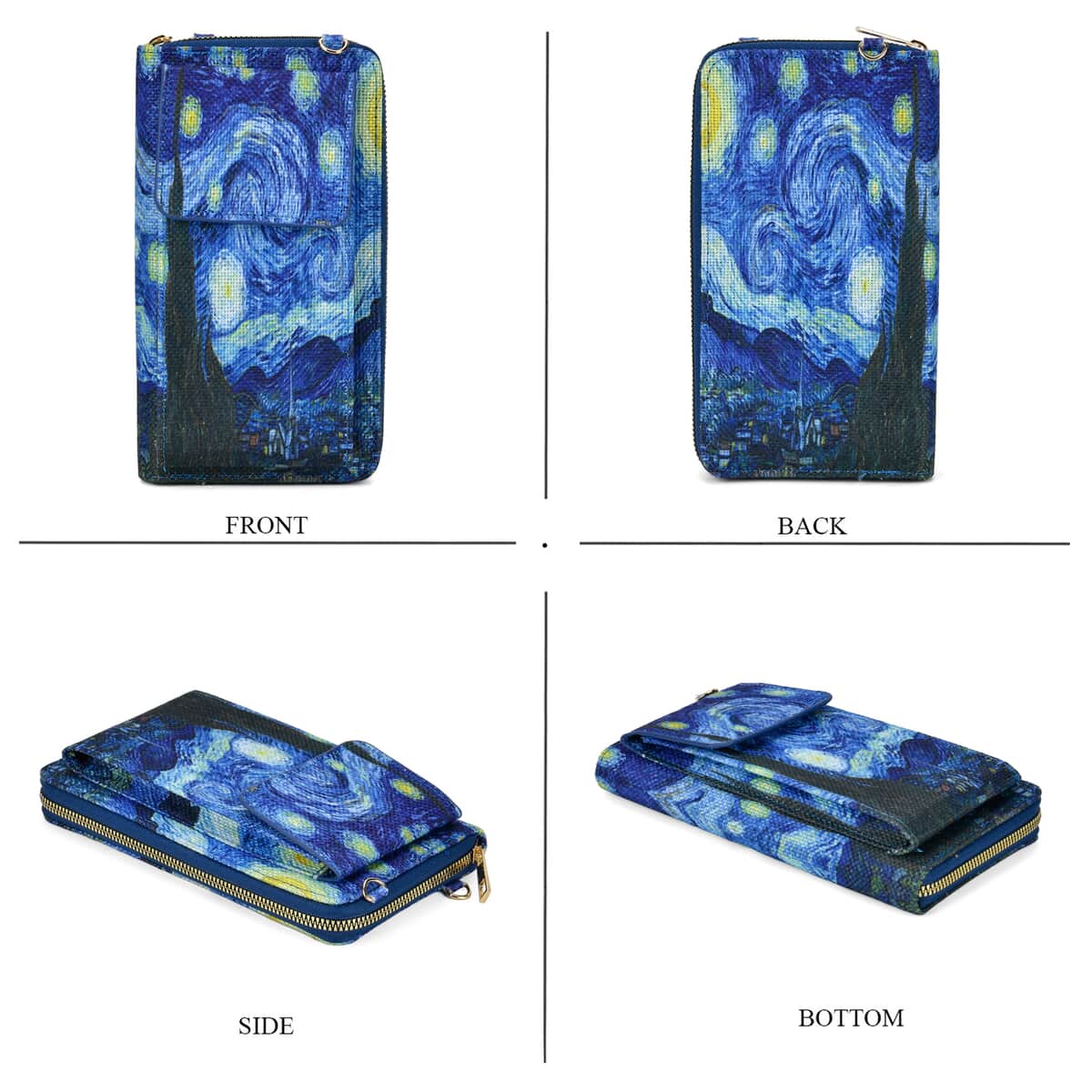 2-piece Set Van Gogh Starry Night Painted Tote Bag and Cellphone Bag image number 5