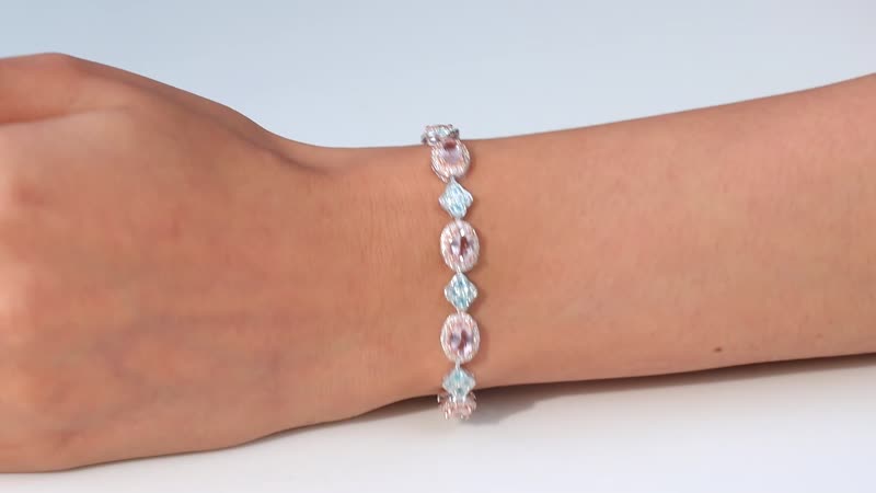 Premium Pink Morganite, Multi Gemstone Halo and Floral Bracelet in 18K Vermeil RG and Rhodium Over Sterling Silver (7.25 In) 11.50 ctw