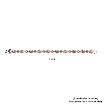 D'Joy Premium Pink Morganite, Multi Gemstone Halo and Floral Bracelet in 18K Vermeil RG and Rhodium Over Sterling Silver (7.25 In) 11.50 ctw