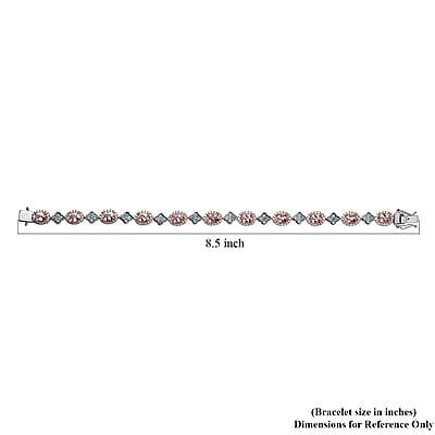 Premium Pink Morganite and Multi Gemstone 12.65 ctw Halo and Floral Bracelet in 18K Vermeil RG and Rhodium Over Sterling Silver (8.00 In)