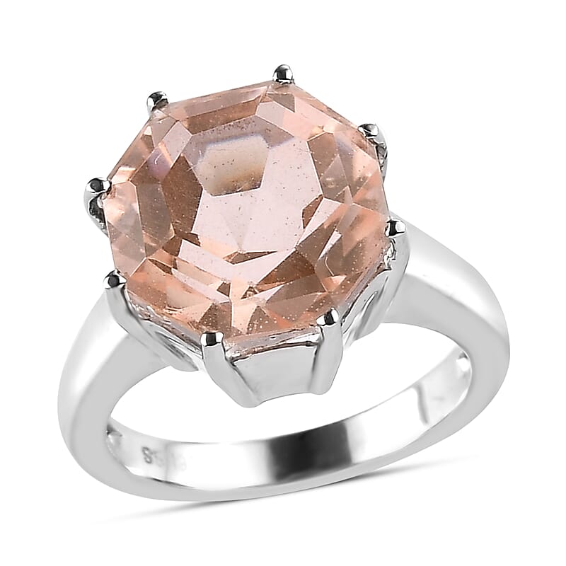 Morganique Quartz (Triplet) 7.65 ctw Solitaire Ring in Stainless Steel (Size 10.0) 