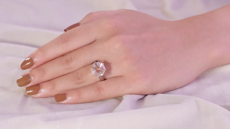 Morganique Quartz (Triplet) 7.65 ctw Solitaire Ring in Stainless Steel