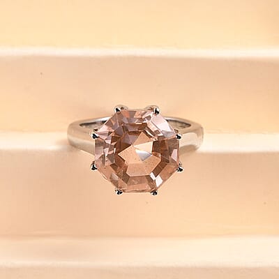 Morganique Quartz (Triplet) 7.65 ctw Solitaire Ring in Stainless Steel (Size 10.0) 