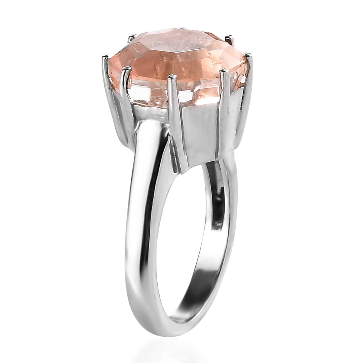 Morganique Quartz (Triplet) 7.65 ctw Solitaire Ring in Stainless Steel image number 3