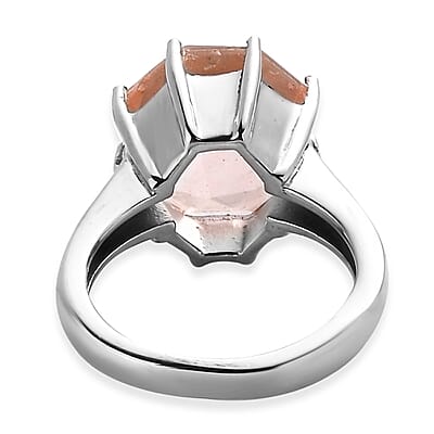 Morganique Quartz (Triplet) 7.65 ctw Solitaire Ring in Stainless Steel (Size 10.0) 