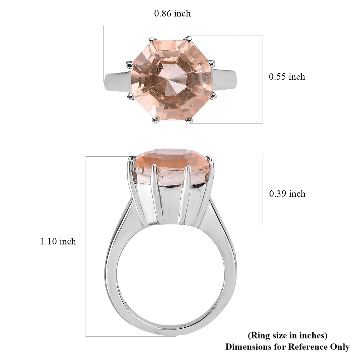 Morganique Quartz (Triplet) 7.65 ctw Solitaire Ring in Stainless Steel image number 5