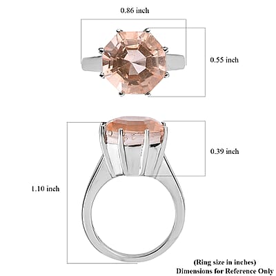 Morganique Quartz (Triplet) 7.65 ctw Solitaire Ring in Stainless Steel (Size 10.0) 