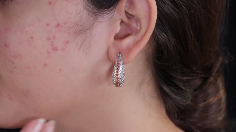 Karis Simulated Red Diamond Hoop Earrings in Platinum Bond 1.85 ctw