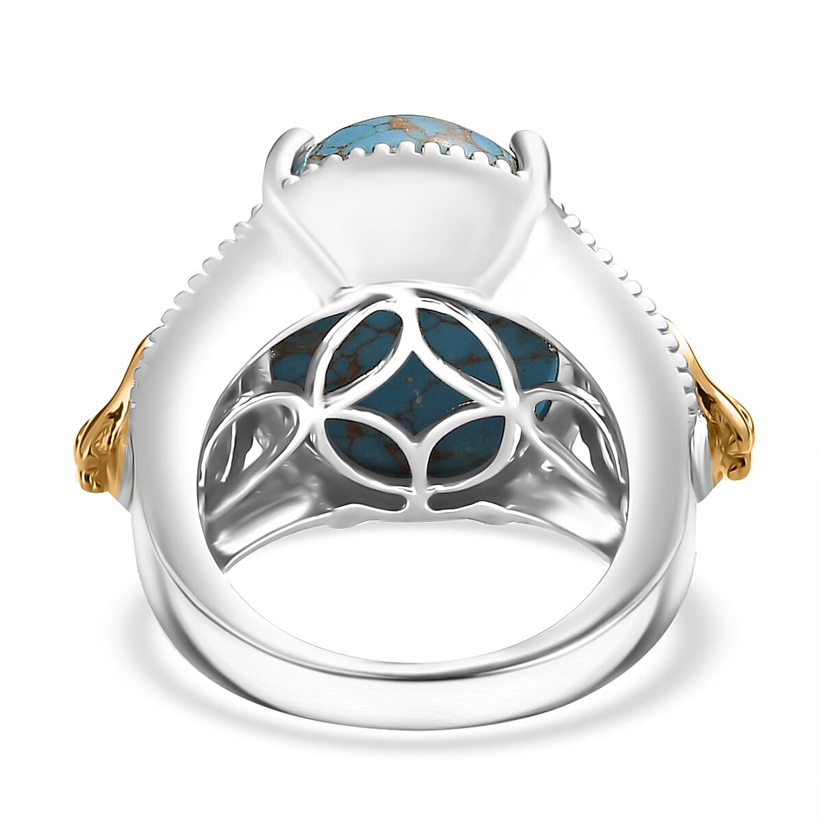 Karis Mojave Blue Turquoise 9.35 ctw Lion Ring in 18K YG Plated and Platinum Bond (Size 10.0) 