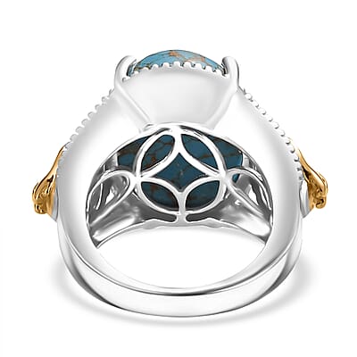 Karis Mojave Blue Turquoise 9.35 ctw Lion Ring in 18K YG Plated and Platinum Bond (Size 10.0) 
