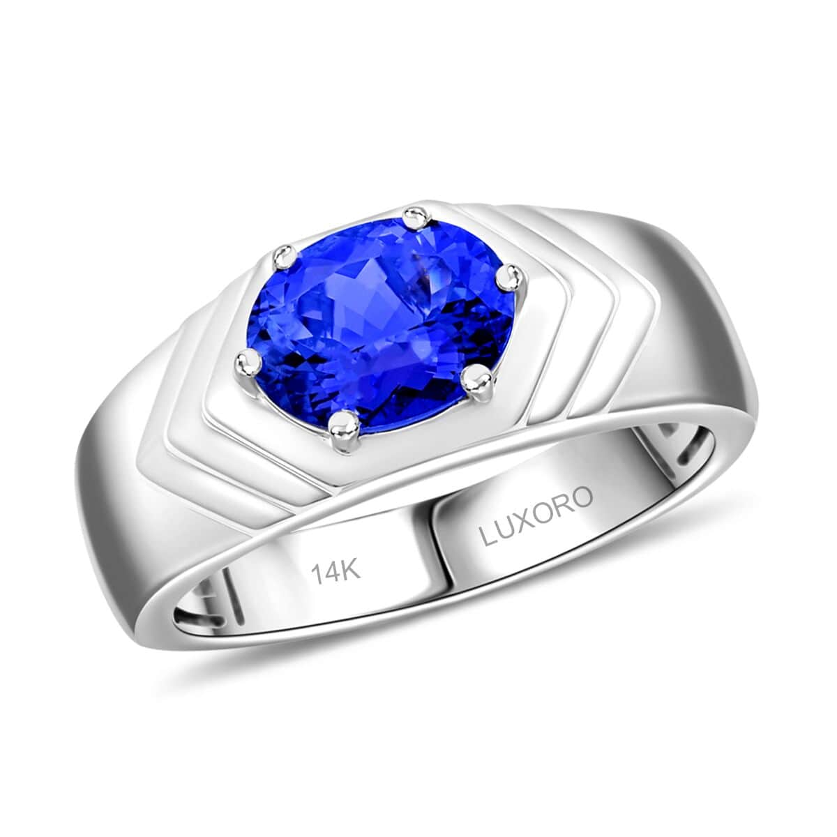 Luxoro 14K White Gold AAA Tanzanite Solitaire Men's Ring (Size 10.0) 7.30 Grams 2.50 ctw image number 0