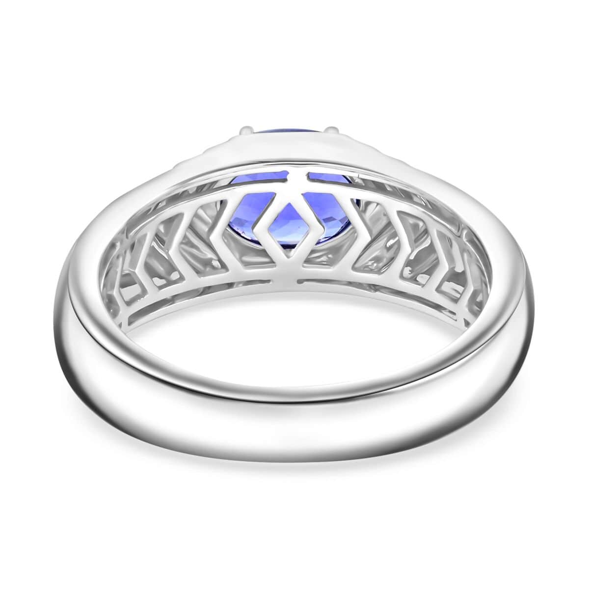 Luxoro 14K White Gold AAA Tanzanite Solitaire Men's Ring (Size 10.0) 7.30 Grams 2.50 ctw image number 4