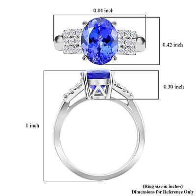 Certified & Appraised Luxoro AAA Tanzanite and G-H I2 Diamond 2.75 ctw Ring in 14K White Gold (Size 10.0) 4.60 Grams