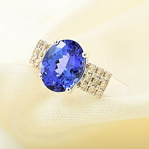 Certified & Appraised Luxoro AAA Tanzanite and G-H I2 Diamond Ring in 14K White Gold (Size 6.0) 4.60 Grams 2.75 ctw