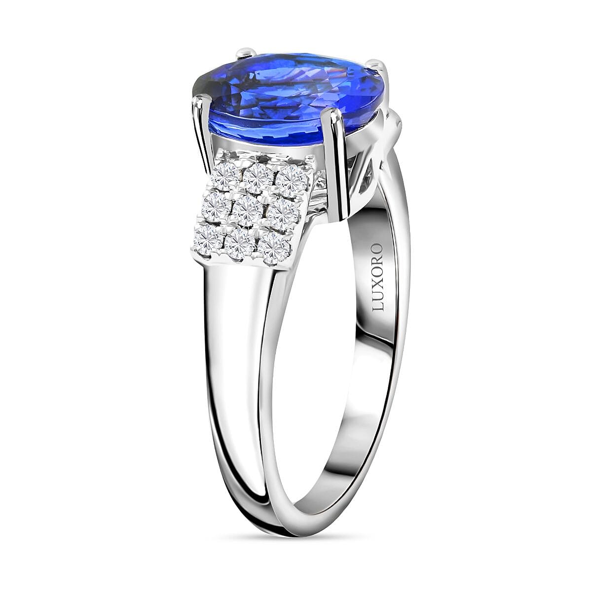 Certified & Appraised Luxoro AAA Tanzanite and G-H I2 Diamond Ring in 14K White Gold (Size 6.0) 4.60 Grams 2.75 ctw image number 2