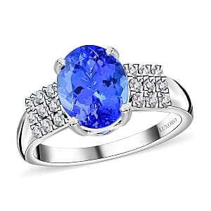 Certified & Appraised Luxoro AAA Tanzanite and G-H I2 Diamond Ring in 14K White Gold (Size 8.0) 4.60 Grams 2.75 ctw