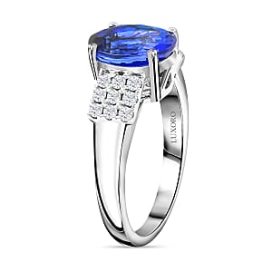 Certified & Appraised Luxoro AAA Tanzanite and G-H I2 Diamond Ring in 14K White Gold (Size 8.0) 4.60 Grams 2.75 ctw
