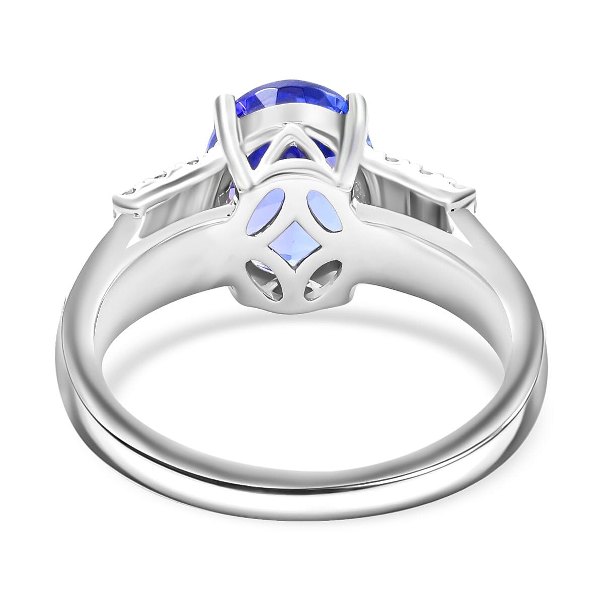 Certified & Appraised Luxoro AAA Tanzanite and G-H I2 Diamond Ring in 14K White Gold (Size 8.0) 4.60 Grams 2.75 ctw image number 4