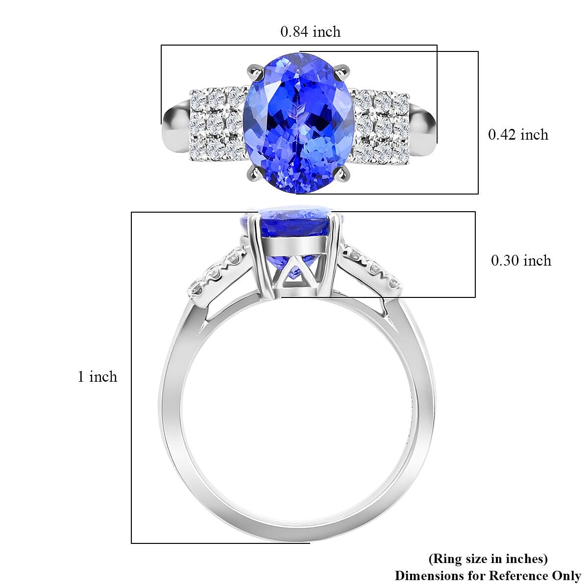Certified & Appraised Luxoro AAA Tanzanite and G-H I2 Diamond Ring in 14K White Gold (Size 8.0) 4.60 Grams 2.75 ctw image number 5