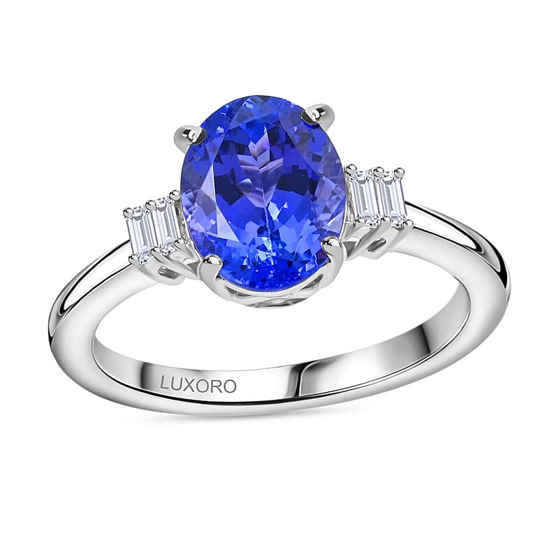 Certified & Appraised Luxoro AAA Tanzanite and G-H I2 Diamond 2.60 ctw Ring in 14K White Gold (Size 10.0)