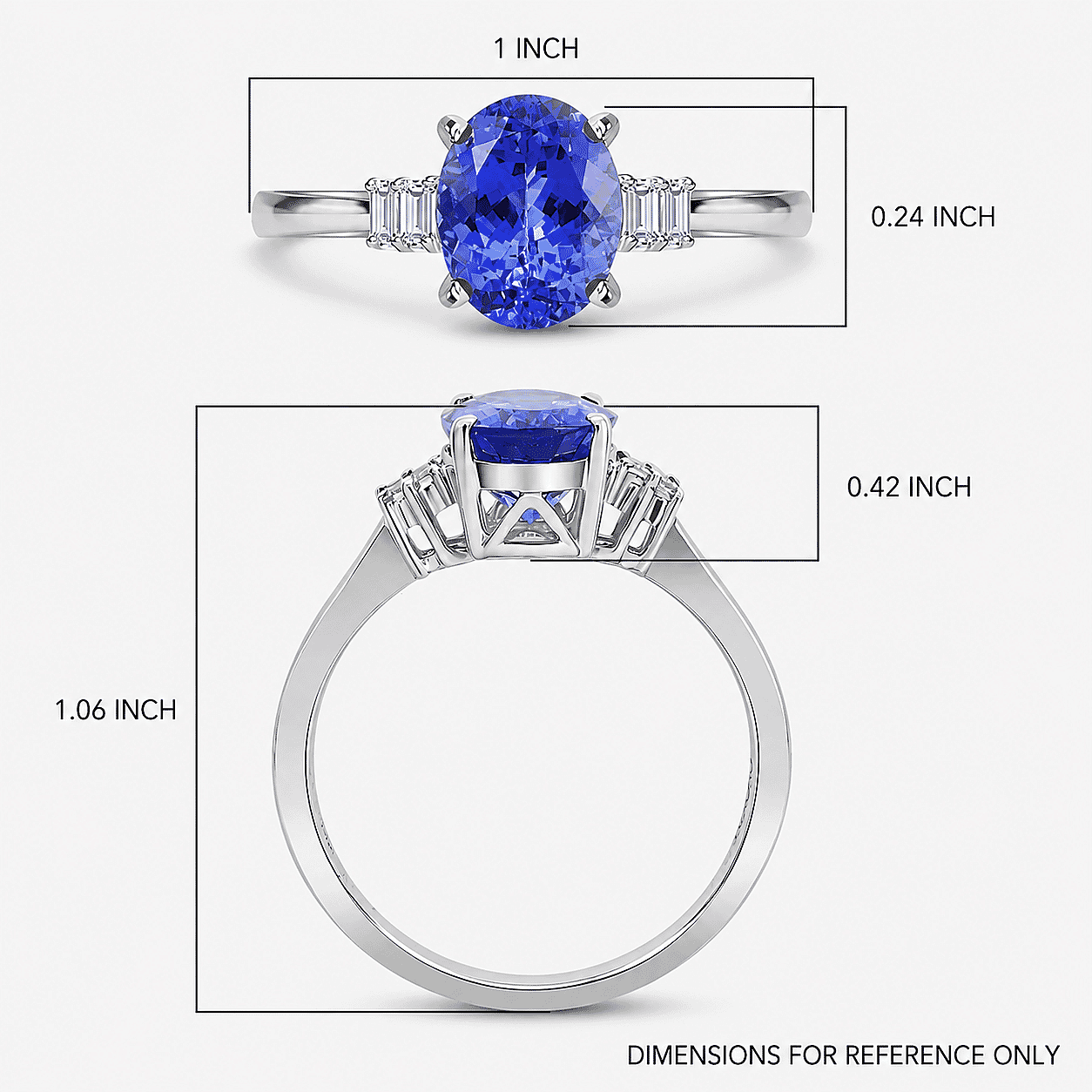 Certified & Appraised Luxoro AAA Tanzanite and G-H I2 Diamond 2.60 ctw Ring in 14K White Gold (Size 10.0)