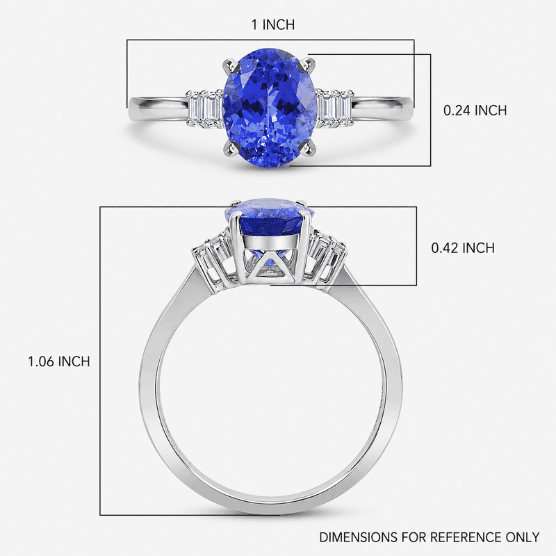 Certified & Appraised Luxoro AAA Tanzanite and G-H I2 Diamond 2.60 ctw Ring in 14K White Gold (Size 10.0)