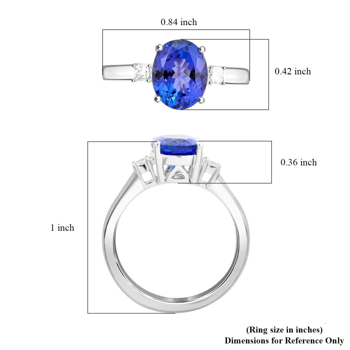 Certified & Appraised Luxoro AAA Tanzanite and G-H I2 Diamond 2.50 ctw Ring in 14K White Gold (Size 6.0) image number 5