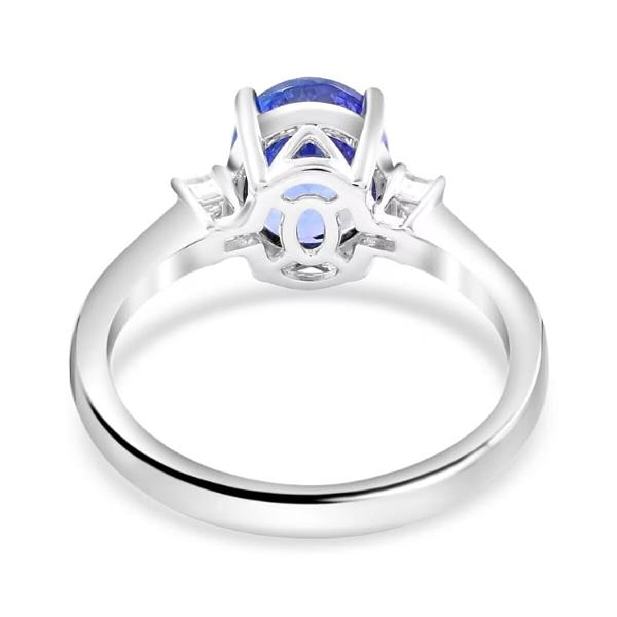 Certified & Appraised Luxoro AAA Tanzanite and G-H I2 Diamond 2.50 ctw Ring in 14K White Gold (Size 8.0) image number 6