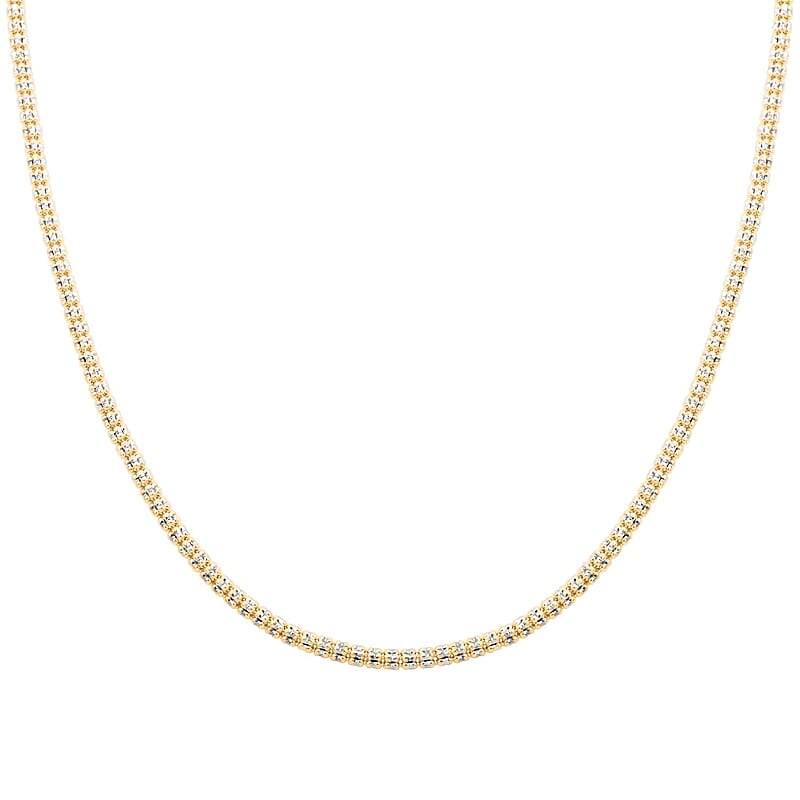 10K White and Yellow Gold Chain Necklace 22 Inches 16.9 Grams