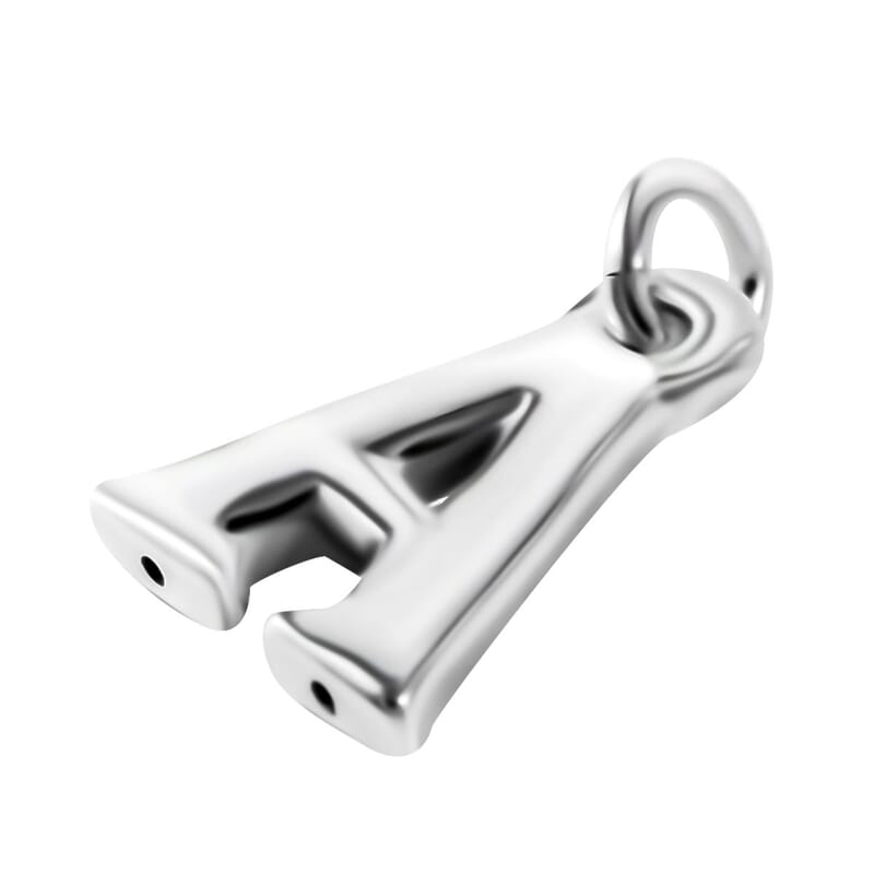 Initial A Charm in Sterling Silver 1.50 Grams
