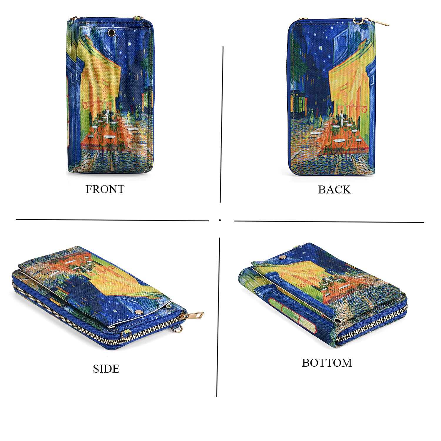 2-piece Set Van Gogh Cafe Terrace At Night Painted Tote Bag and Cellphone Bag