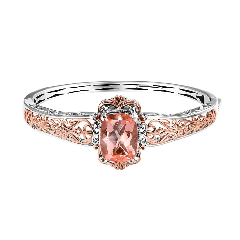 Karis Morganique Quartz (Triplet) 11.70 ctw Bangle Bracelet in 18K RG Plated and Platinum Bond (6.50 In)
