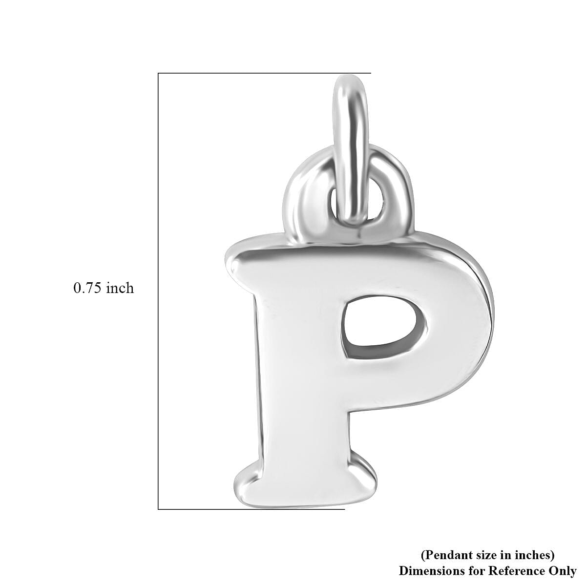 Initial P Charm in Sterling Silver 1.50 Grams image number 4