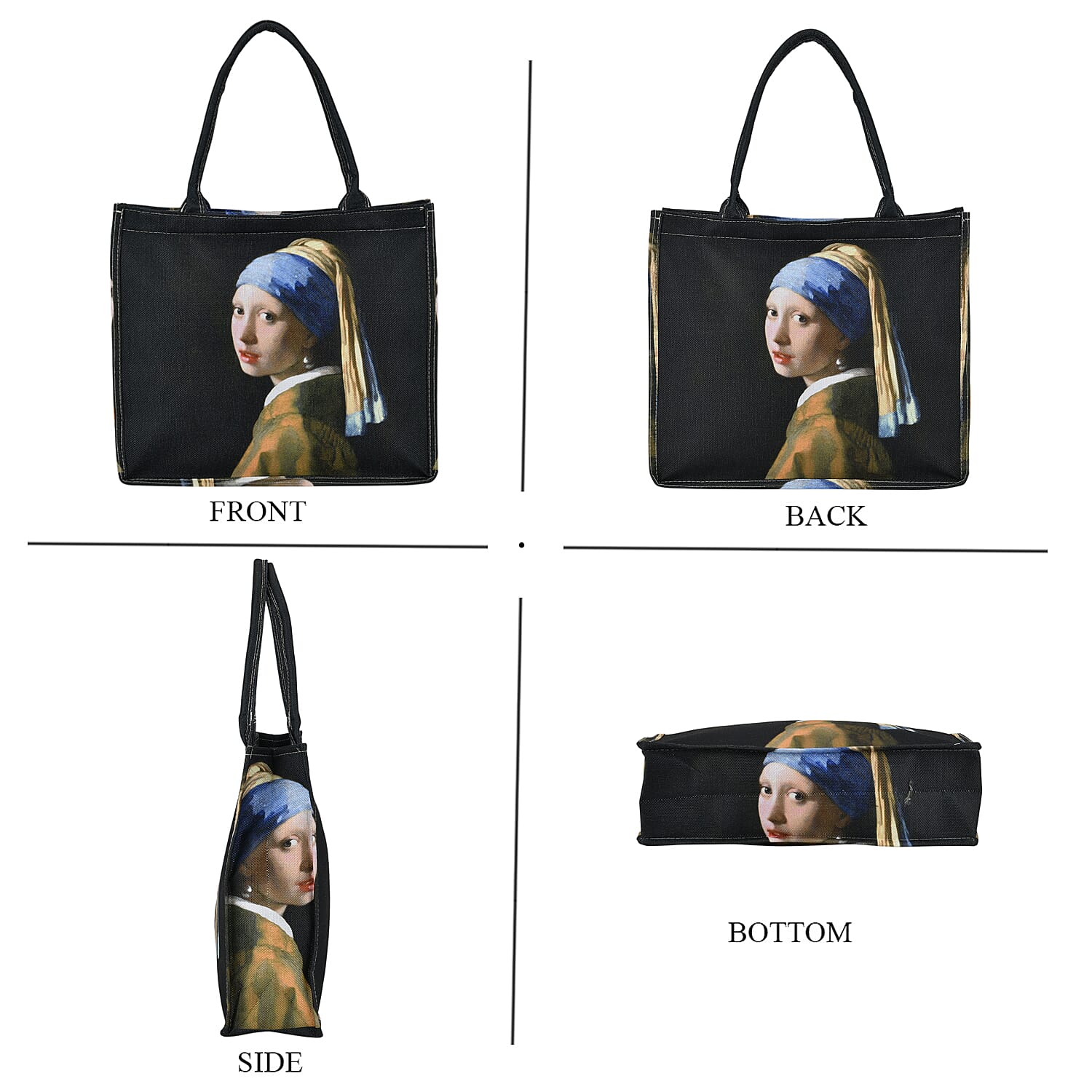 2-piece Set The Girl with a Pearl Earring Painted Tote Bag and Cellphone Bag