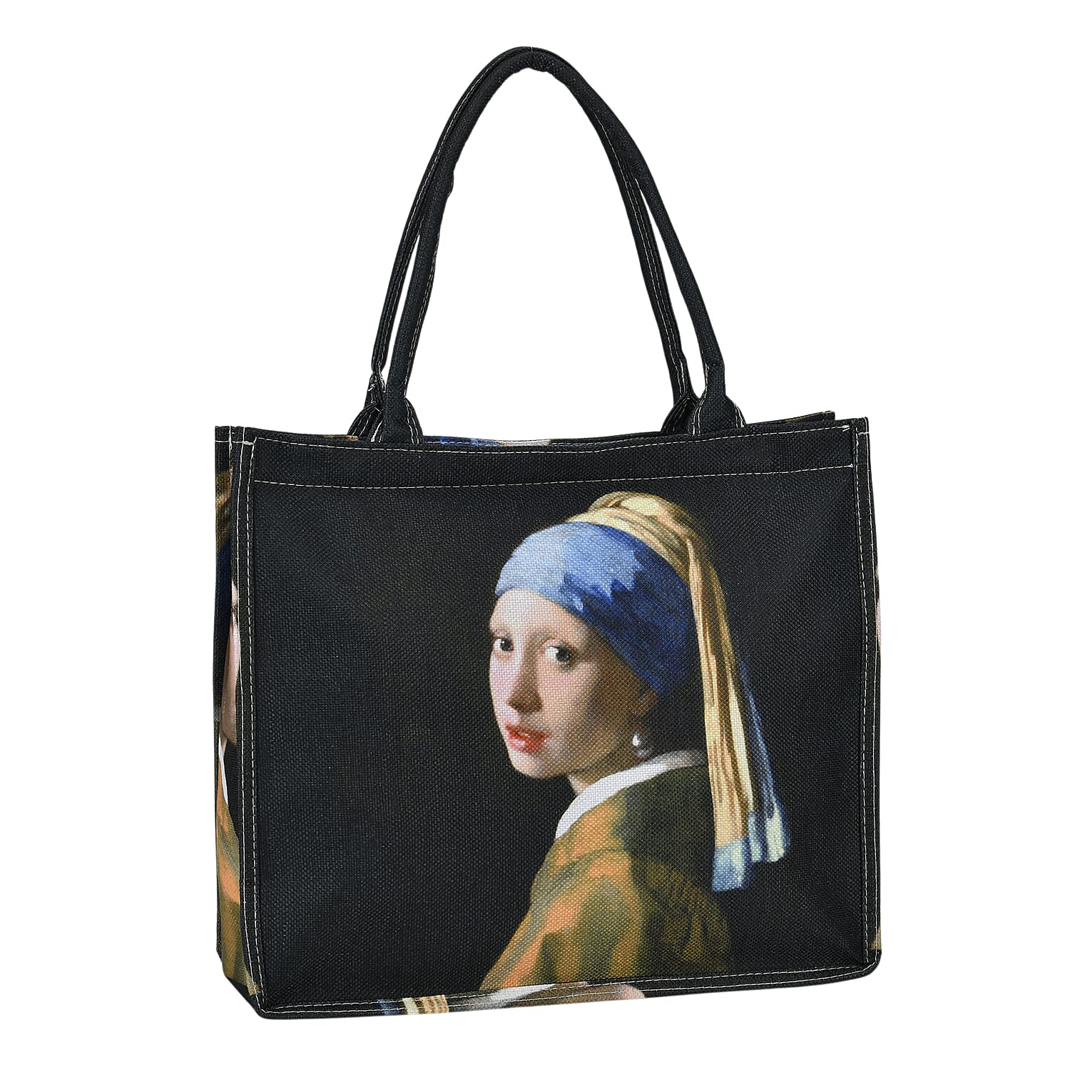 2-piece Set The Girl with a Pearl Earring Painted Tote Bag and Cellphone Bag