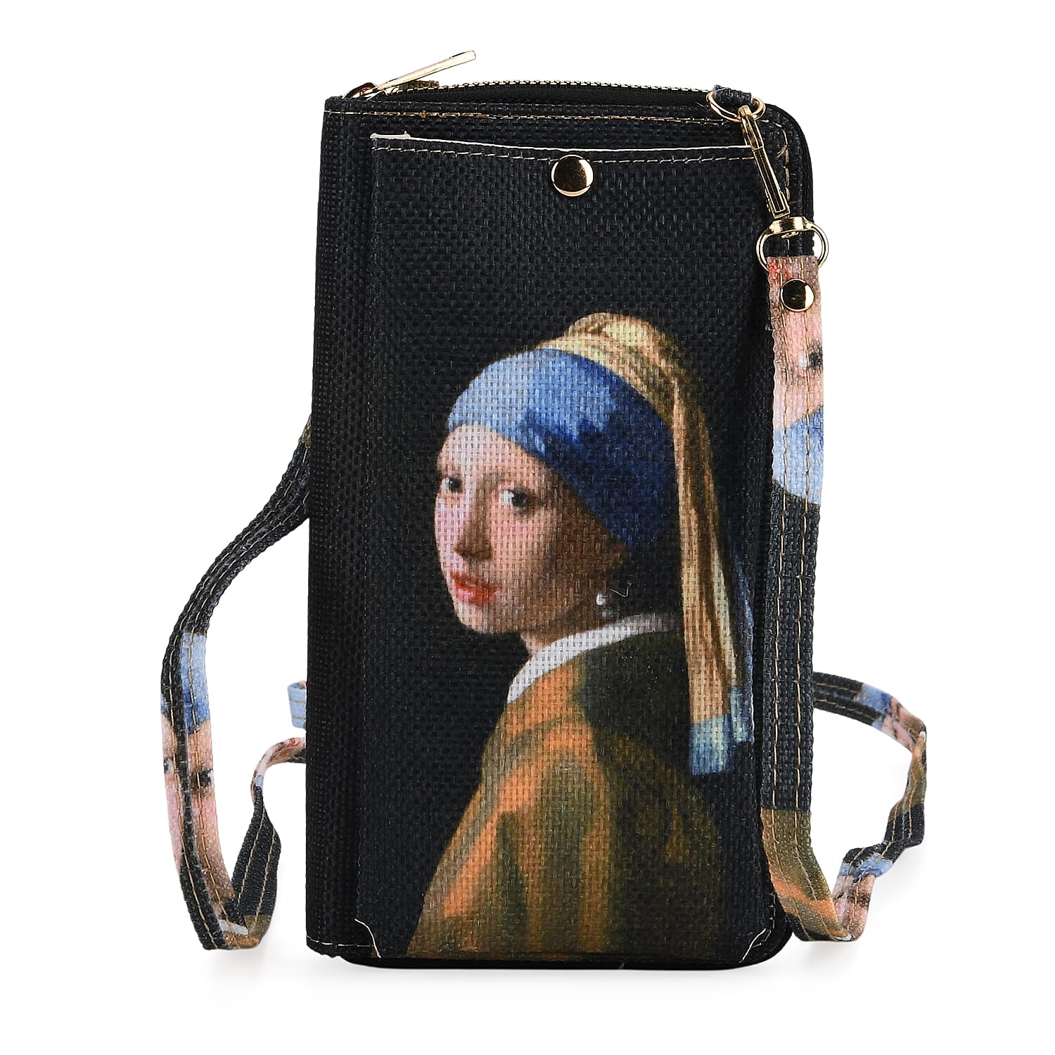 2-piece Set The Girl with a Pearl Earring Painted Tote Bag and Cellphone Bag