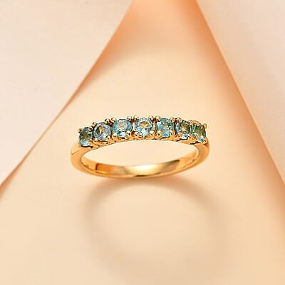 Boyaca Colombian Emerald 0.60 ctw Regal Majesty Ring in 18K Vermeil Yellow Gold Over Sterling Silver (Size 10.0)