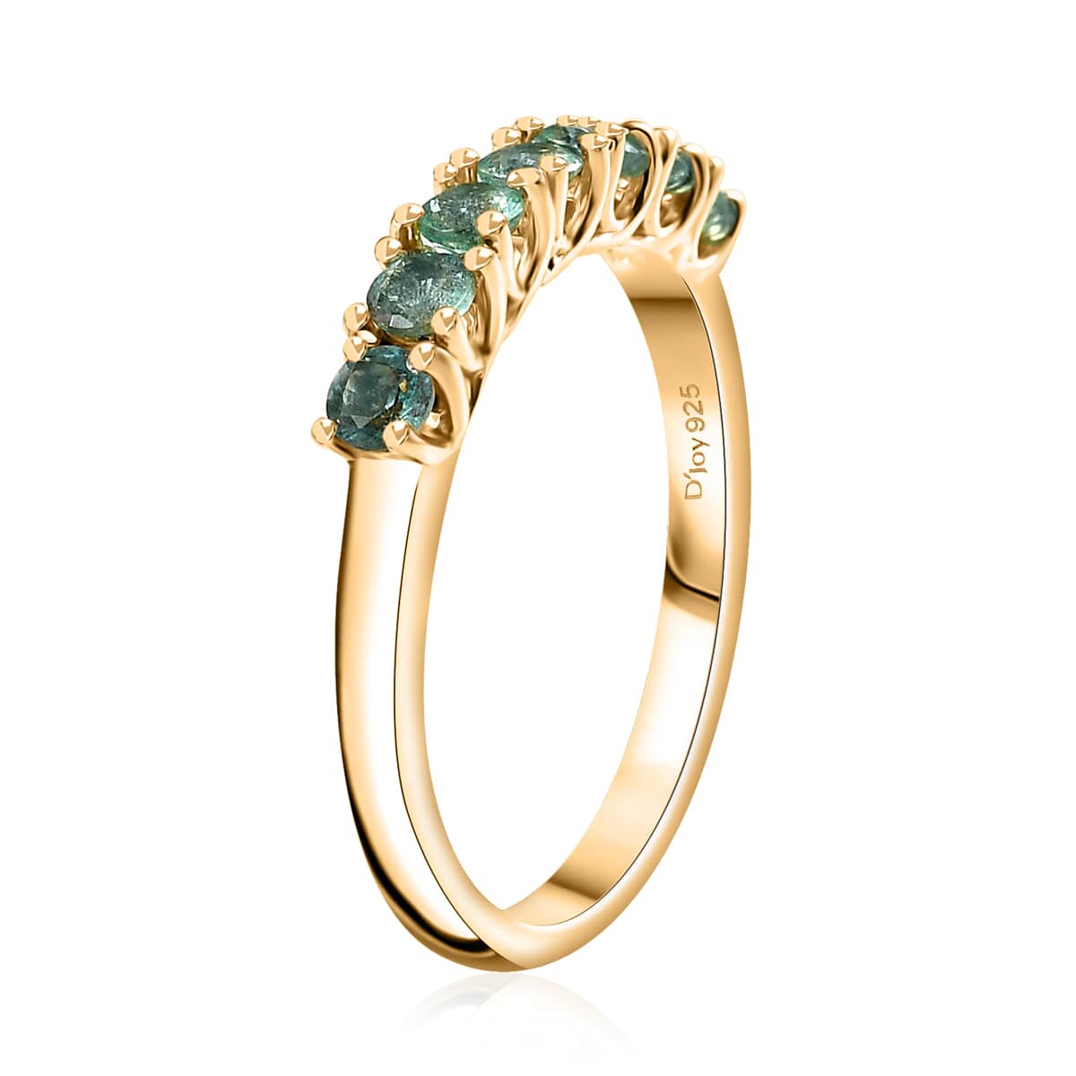 Boyaca Colombian Emerald 0.60 ctw Regal Majesty Ring in 18K Vermeil Yellow Gold Over Sterling Silver image number 3