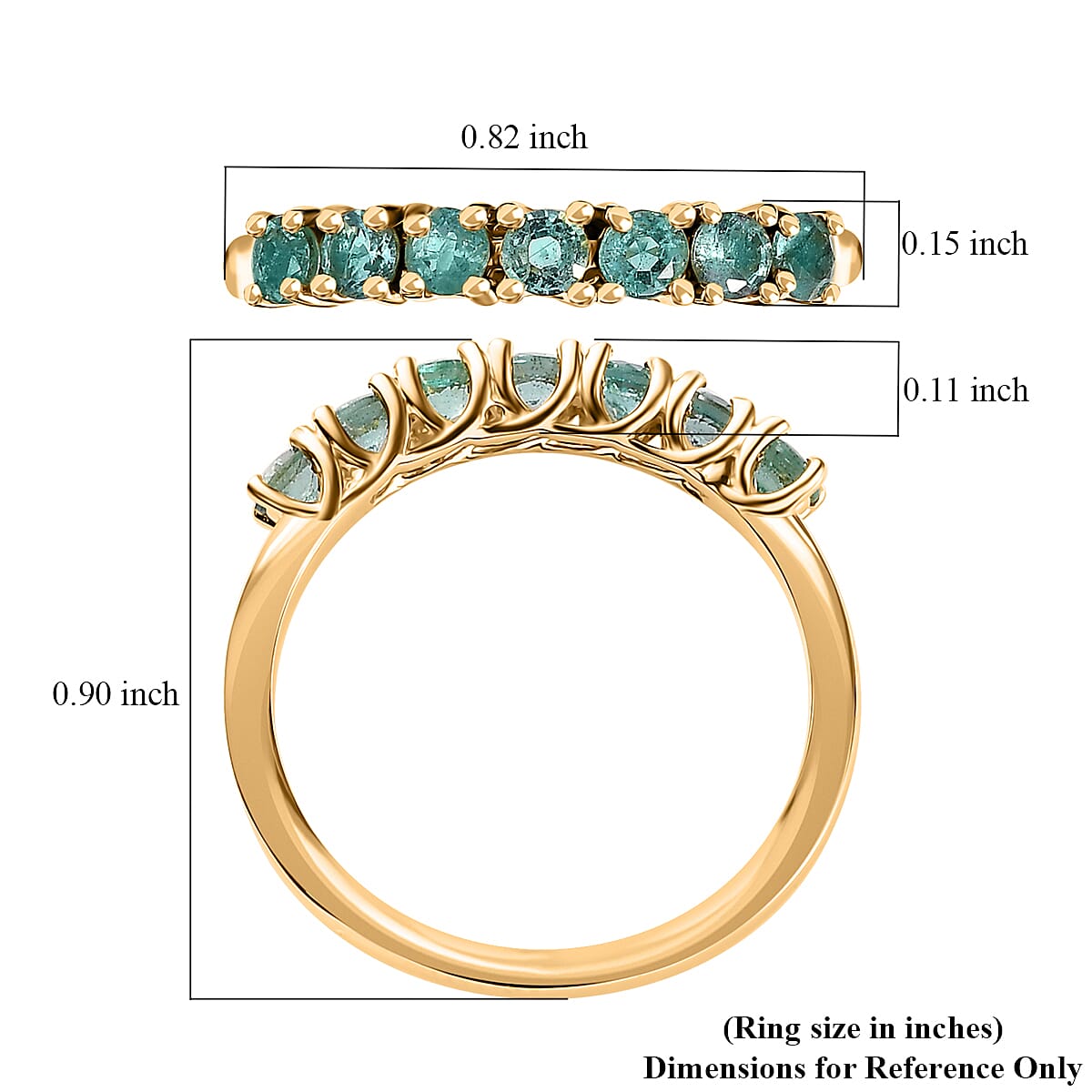 Boyaca Colombian Emerald 0.60 ctw Regal Majesty Ring in 18K Vermeil Yellow Gold Over Sterling Silver (Size 10.0)