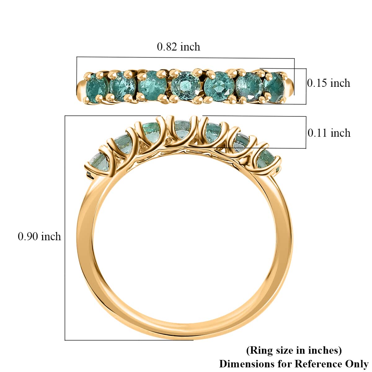 Boyaca Colombian Emerald 0.60 ctw Regal Majesty Ring in 18K Vermeil Yellow Gold Over Sterling Silver image number 5