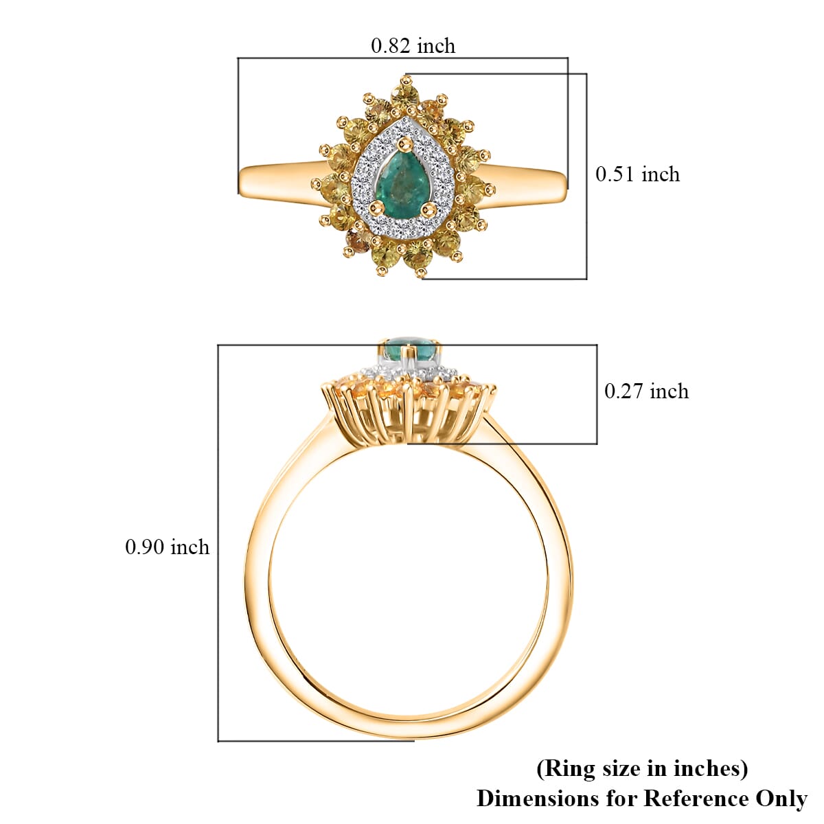 Boyaca Colombian Emerald and Multi Gemstone 0.65 ctw Heirloom Ring in 18K Vermeil Yellow Gold Over Sterling Silver (Size 8.0) image number 5