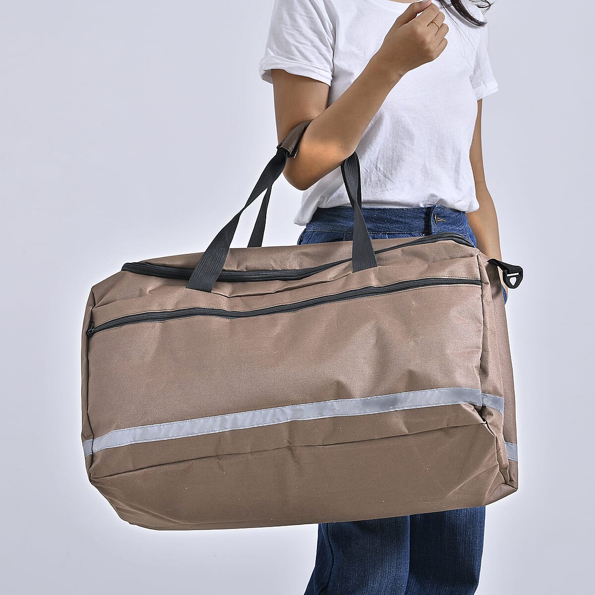Brown Polyester Large-capacity Travel Bag with Shoulder Strap image number 2