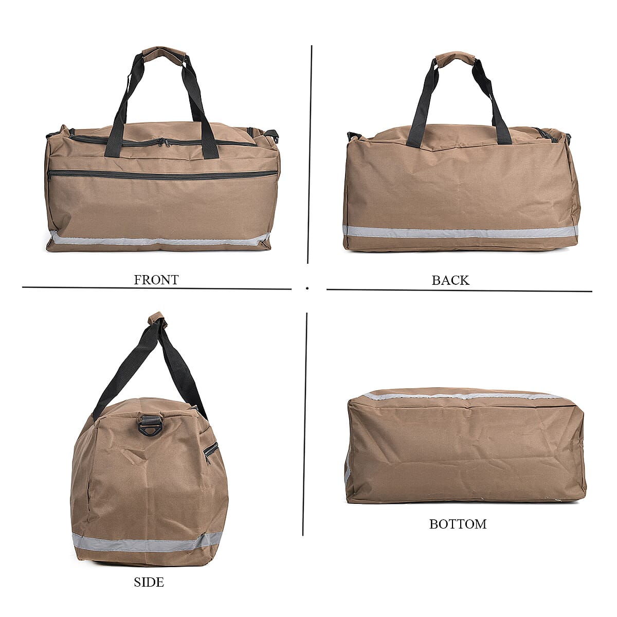 Brown Polyester Large-capacity Travel Bag with Shoulder Strap image number 3