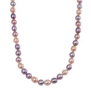 Multi Color Edison Pearl Necklace in 14K Yellow Gold Over Sterling Silver 18 Inches