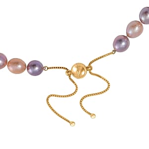 Multi Color Edison Pearl Necklace in 14K Yellow Gold Over Sterling Silver 18 Inches