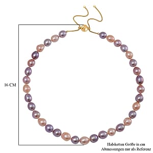 Multi Color Edison Pearl Necklace in 14K Yellow Gold Over Sterling Silver 18 Inches